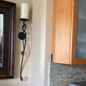 2 units Elegant Black Wall Sconce with White Candle